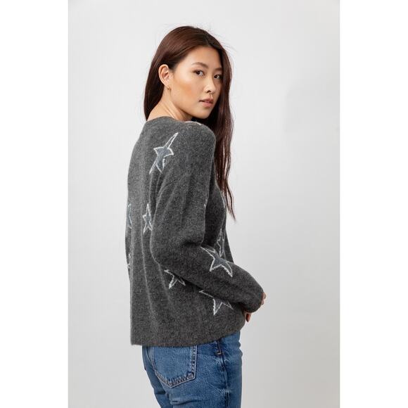 Rails Virgo Charcoal White Stars Cashmere Blend Pulliver Sweater Size XL - Picture 2 of 13